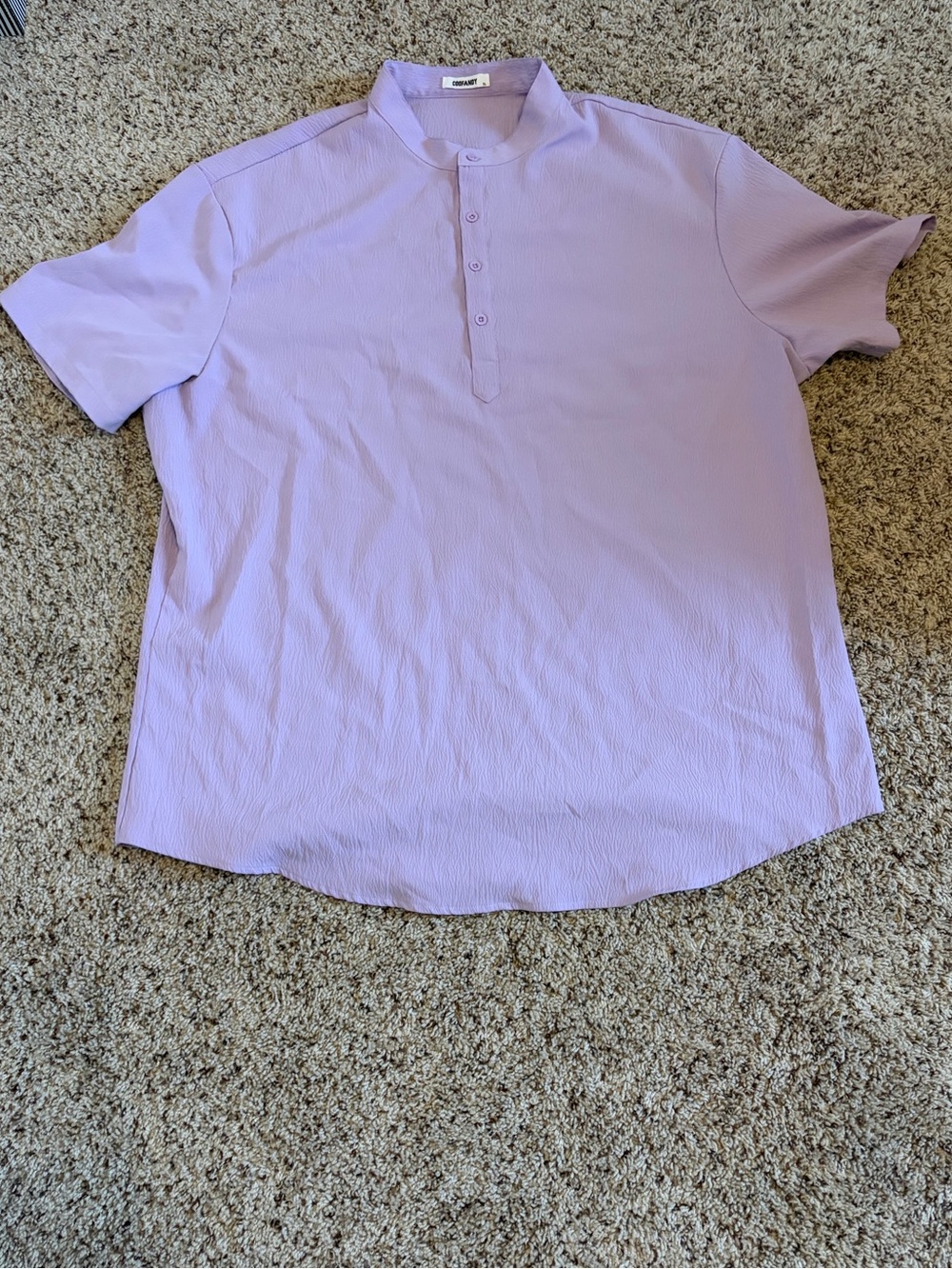 CoofAndy Men's Lilac Short-Sleeve Henley Polo